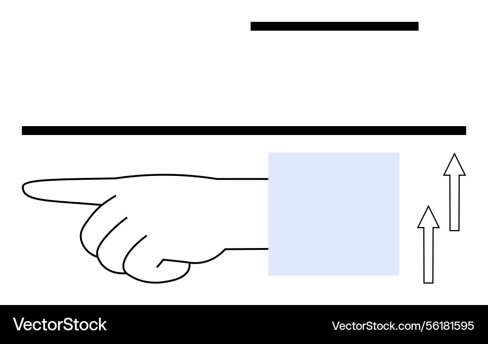 Hand pointing with upward arrows and lines Hand pointing with upward arrows and lines vector image