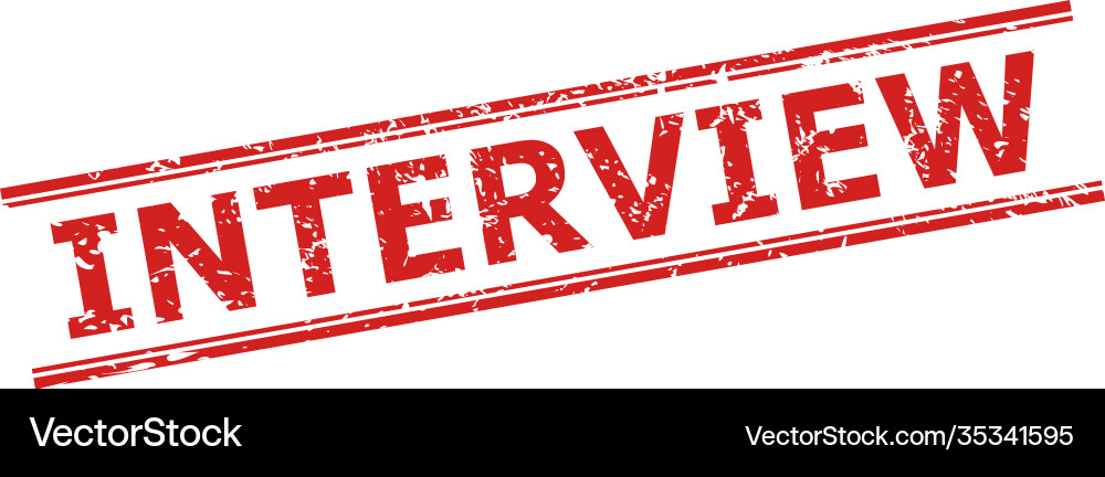 Interview seal with distress texture and double vector image