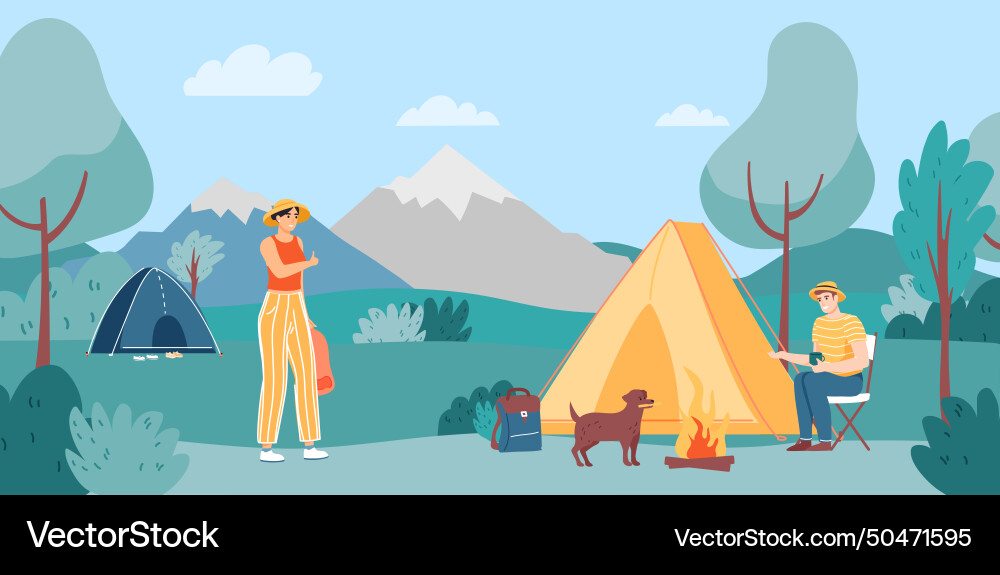 Outdoor Camping Abenteuer Wanderurlaub Outdoor Camping Abenteuer Wanderurlaub vektorbild