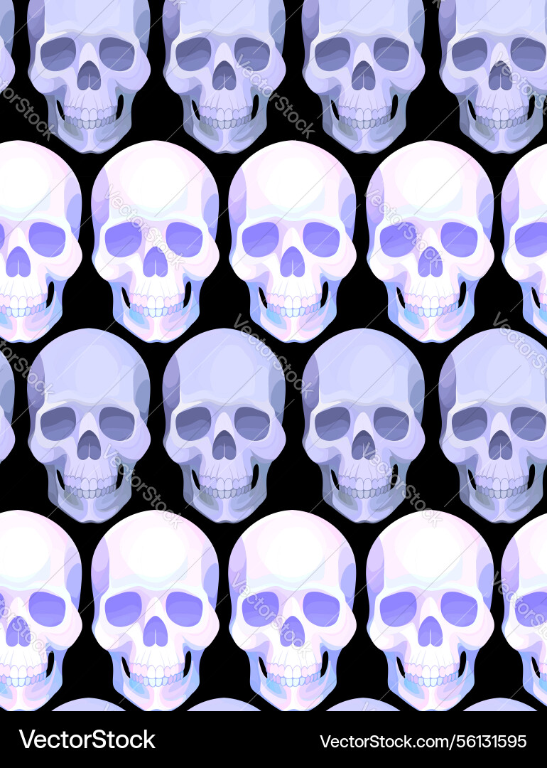 Seamless pattern with skulls in a row on black Seamless pattern with skulls in a row on black vector image