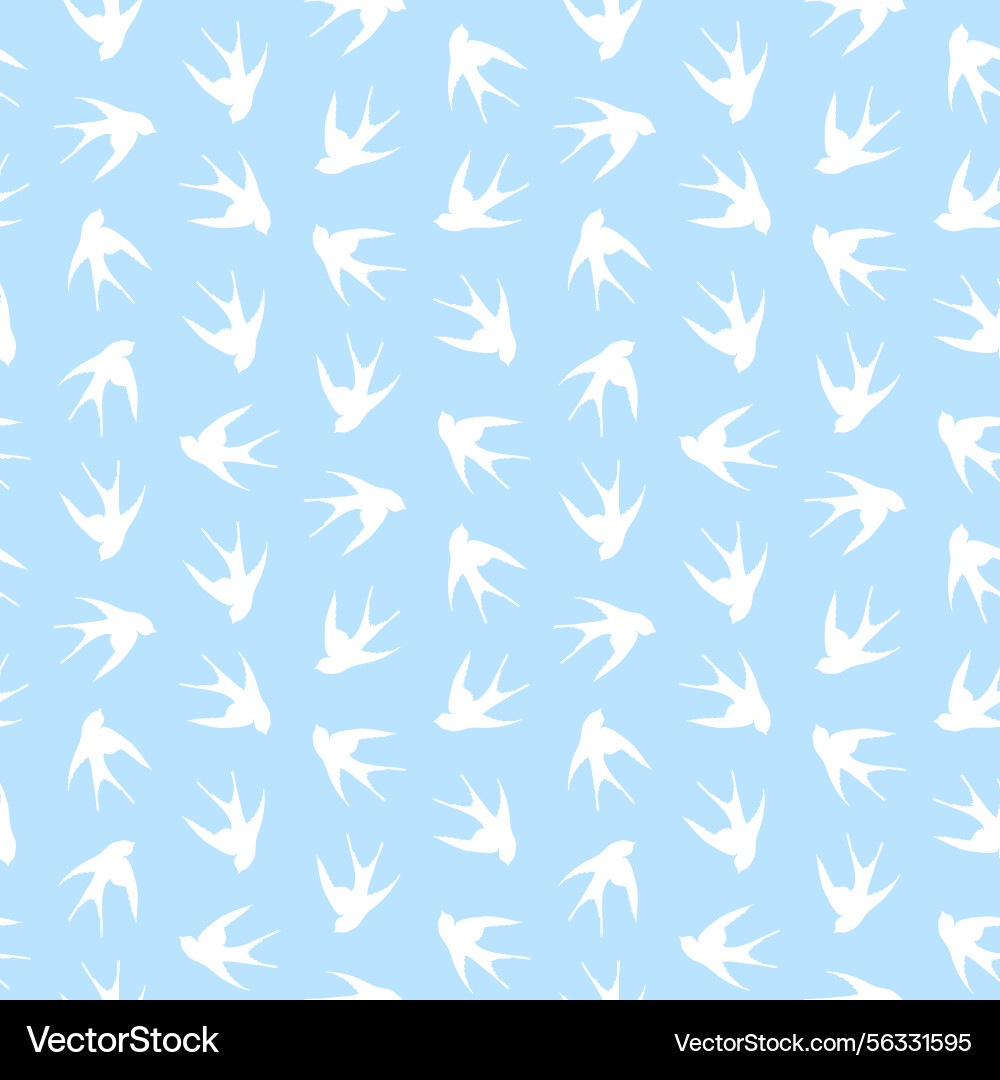 Seamless pattern with swallow silhouette on color Seamless pattern with swallow silhouette on color vector image