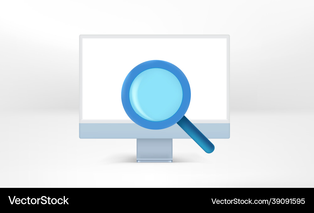Searching information via modern computer mockup Vector Image
