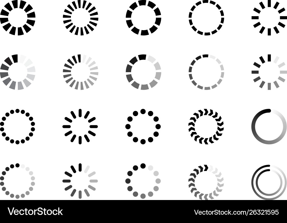 Set loading bar progress icons isolated on white Set loading bar progress icons isolated on white vector image