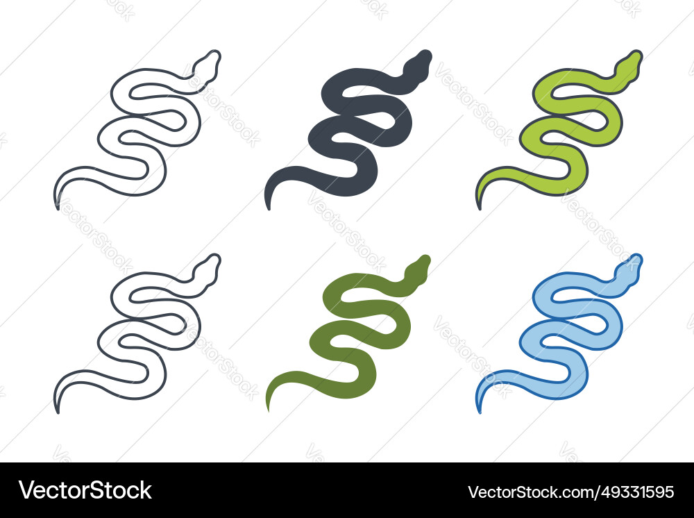 Snake icon collection with different styles Snake icon collection with different styles Vector Image
