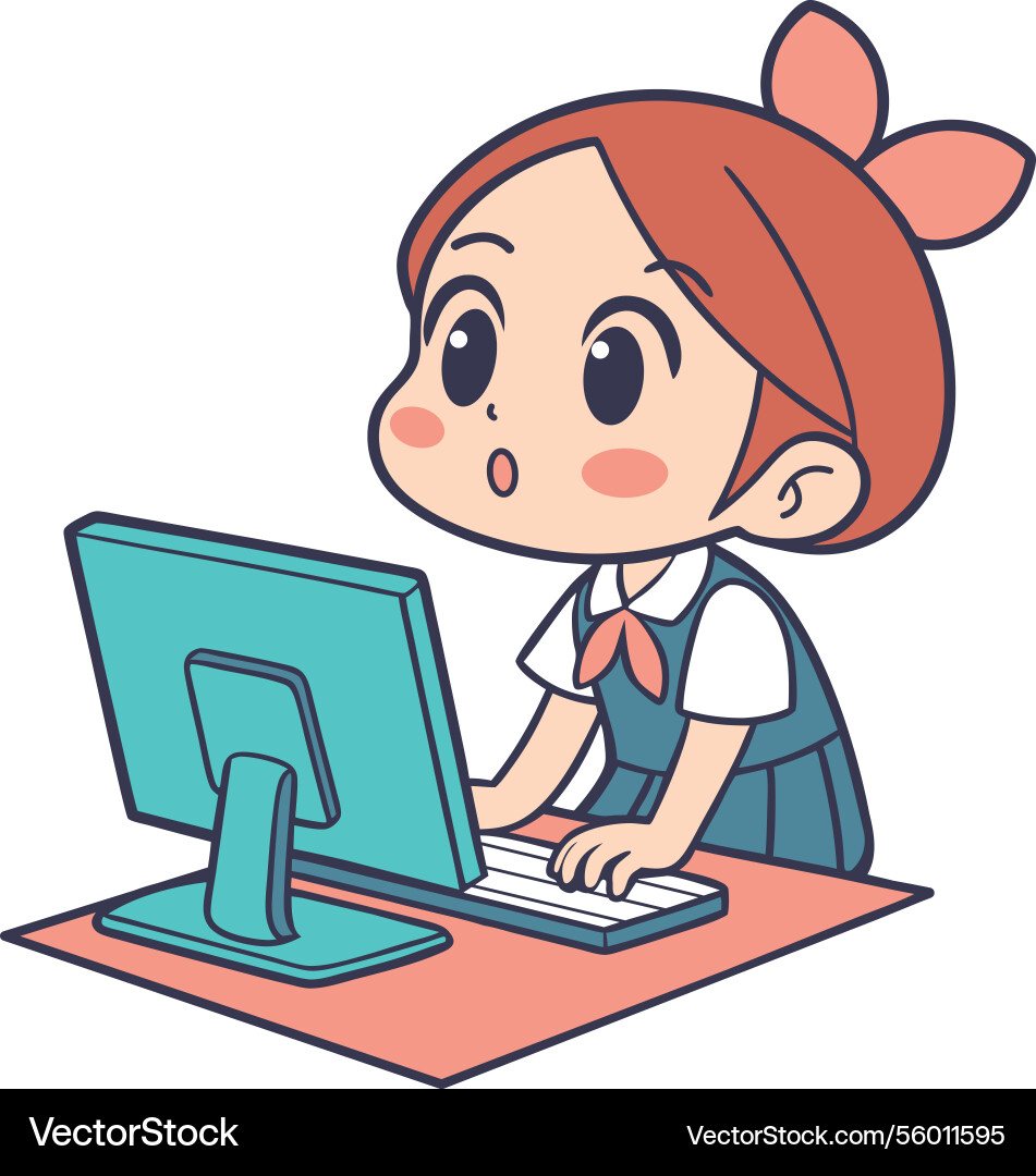 Student on computer learning Vector Image