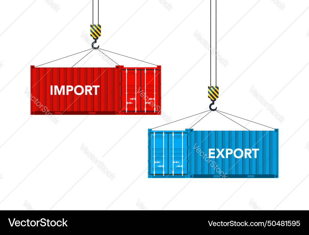 Two cargo containers with import and export Two cargo containers with import and export Vector Image