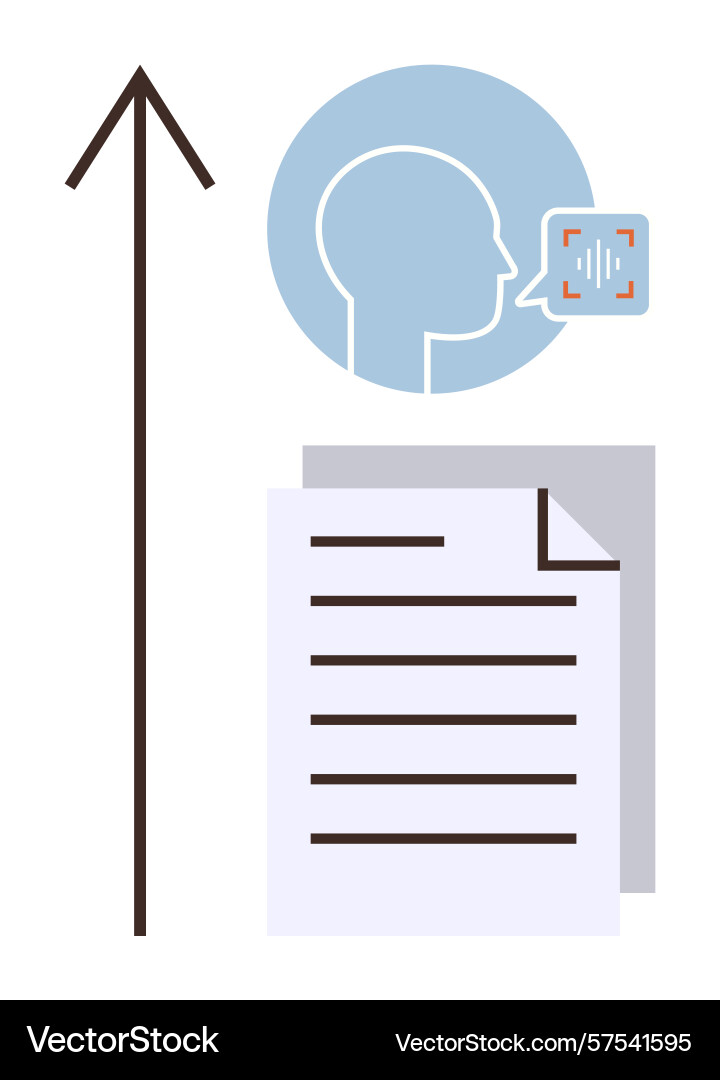 Voice-to-text technology with growth arrow Vector Image