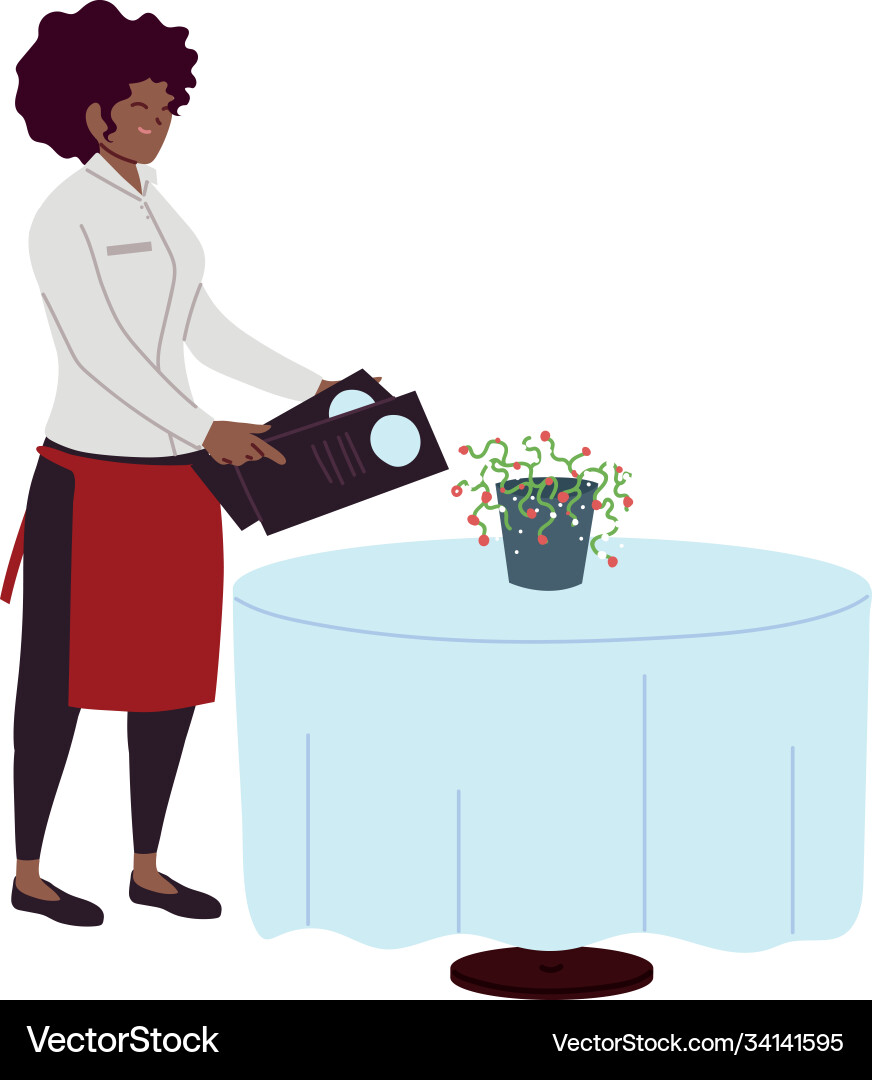 Waitress with uniform and menu in hand vector image