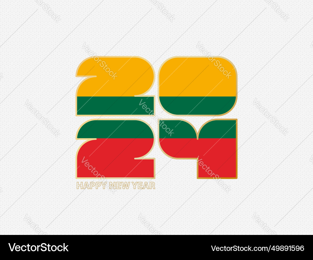 Abstract numbers 2024 with flag of lithuania vector image