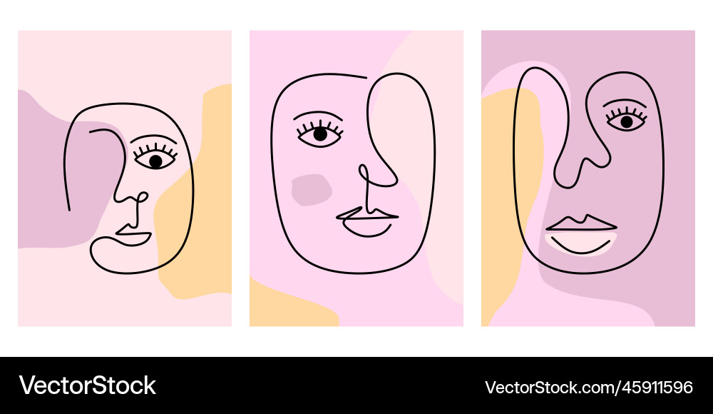 Abstract womans face continuous line art Vector Image