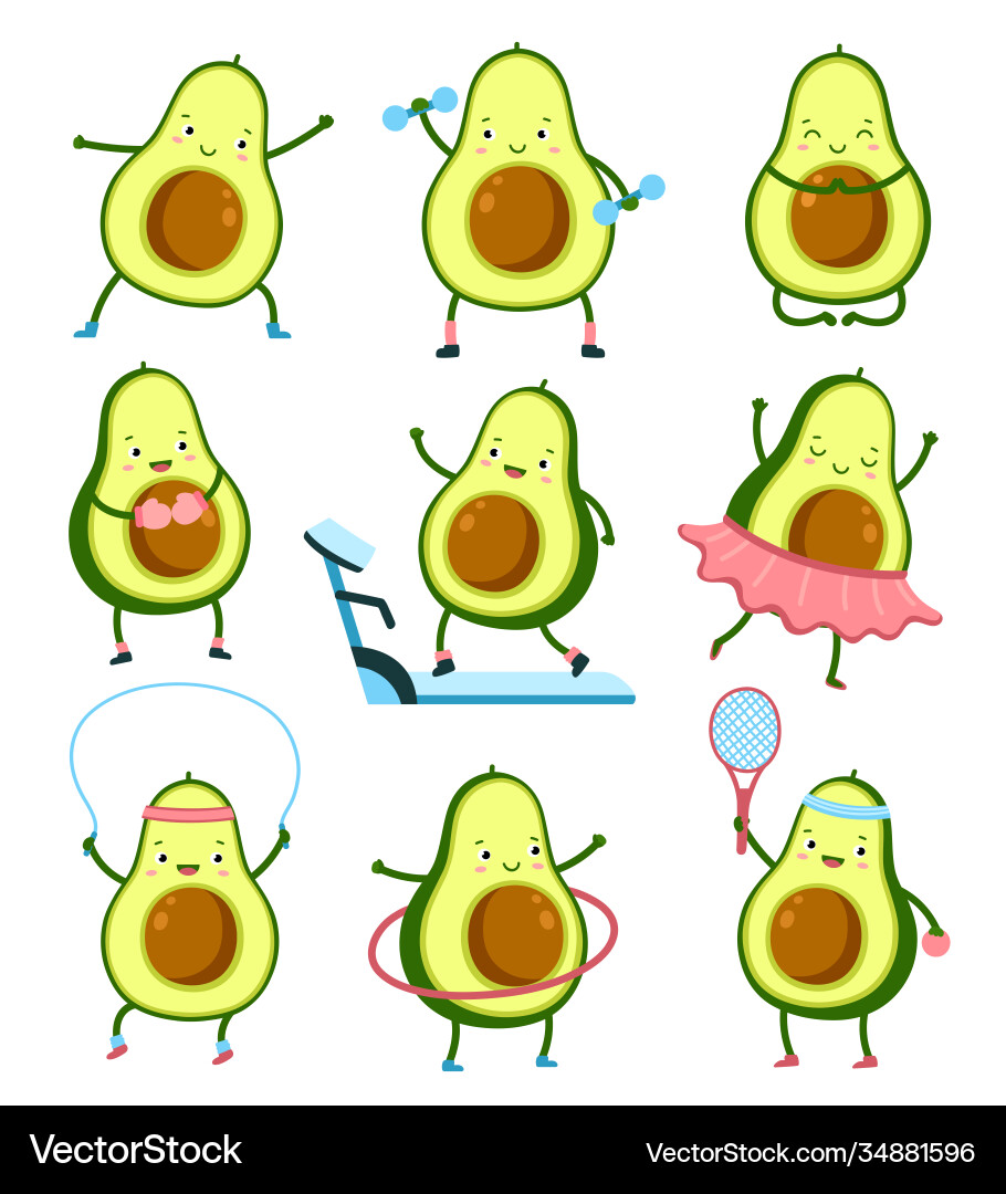Avocado Sportart Fitnesstraining gesund Avocado Sportart Fitnesstraining gesund vektorbild