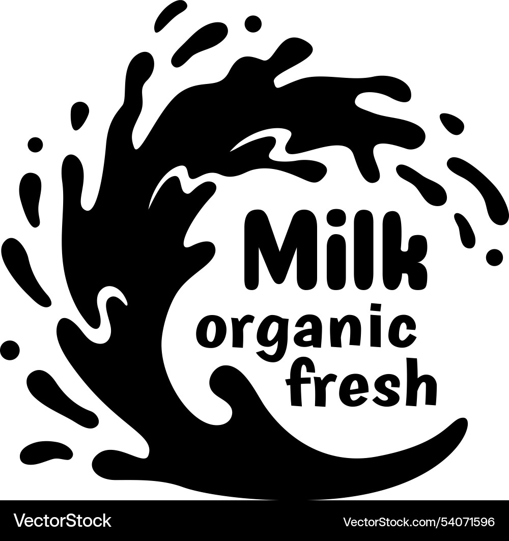 Black and white logo with milk splashing Black and white logo with milk splashing vector image