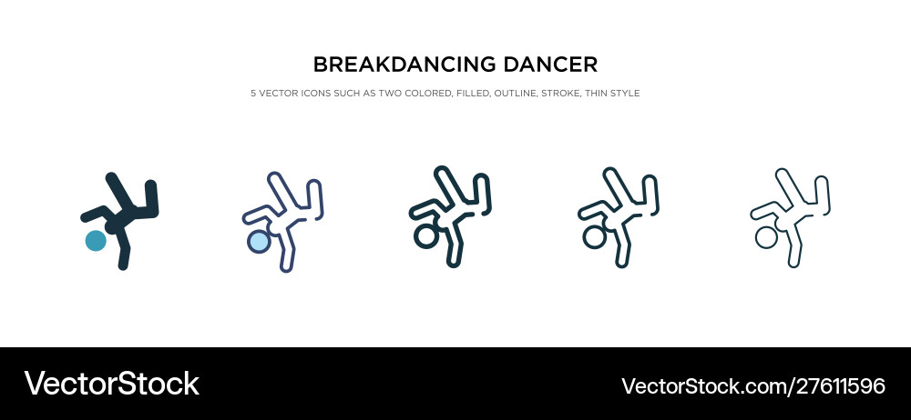 Breakdancing dancer icon in different style two vector image