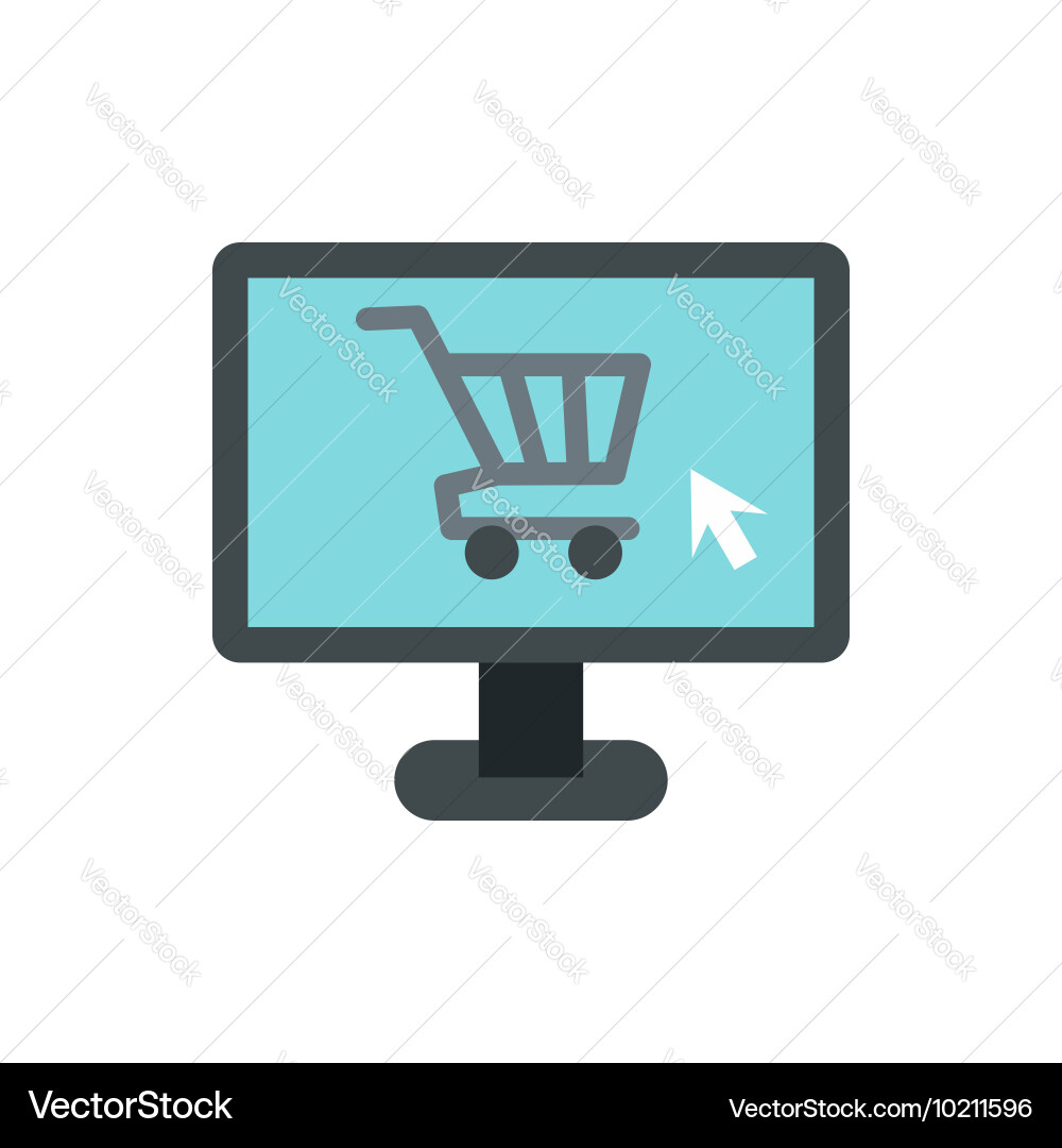 Computer monitor with shopping cart icon vector image