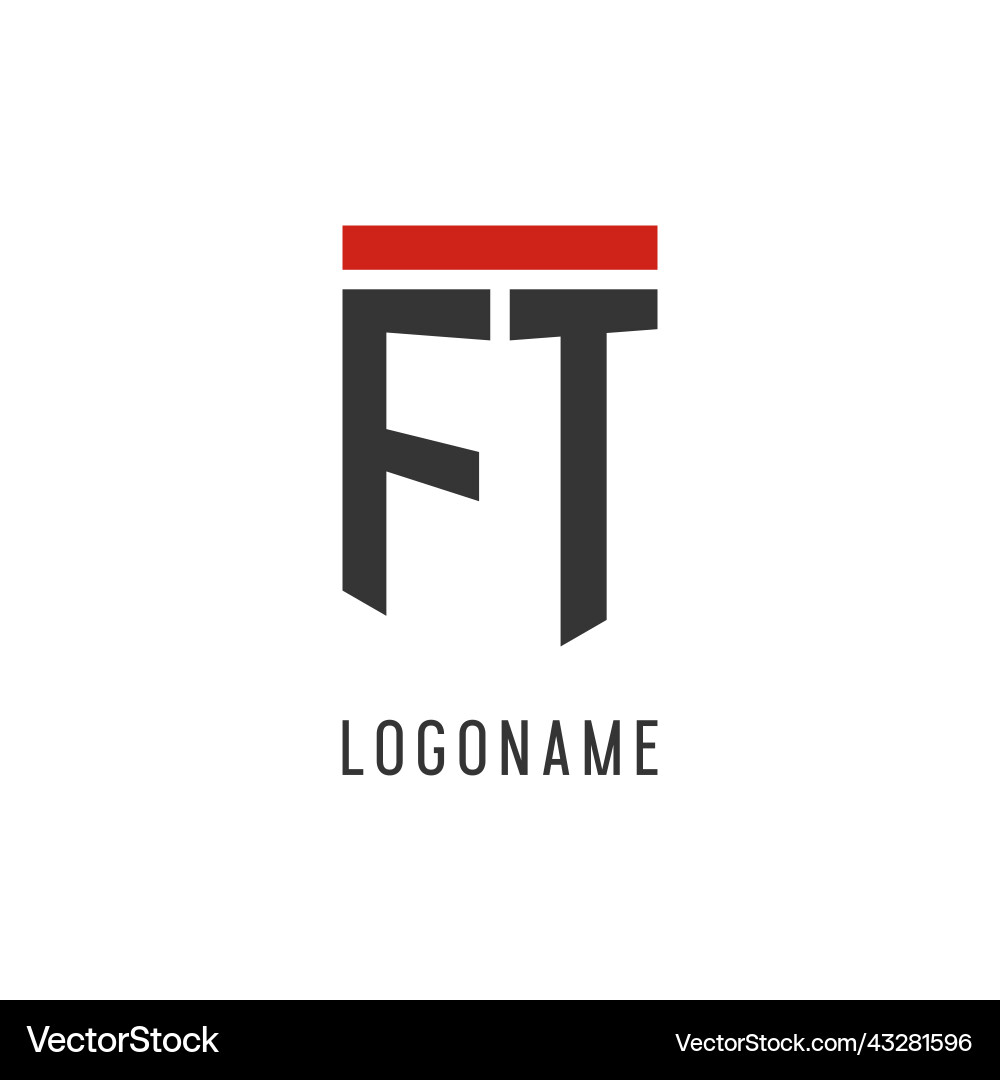 Ft initial esport logo with simple shield design vector image