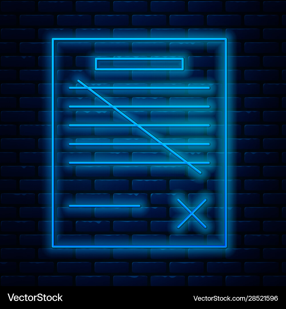 Glowing neon line delete file document icon Glowing neon line delete file document icon vector image