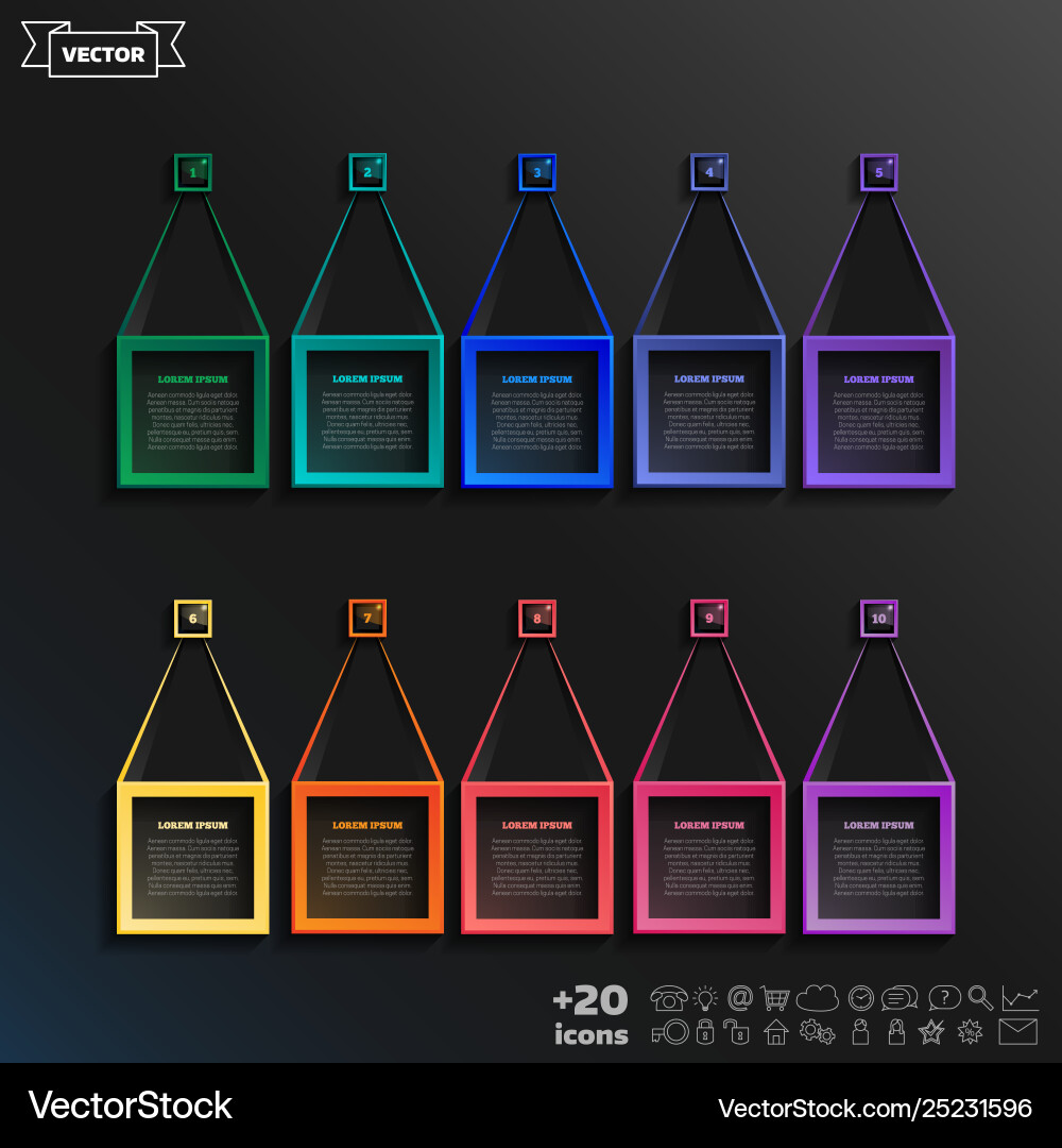 Infographic design list with colorful square vector image