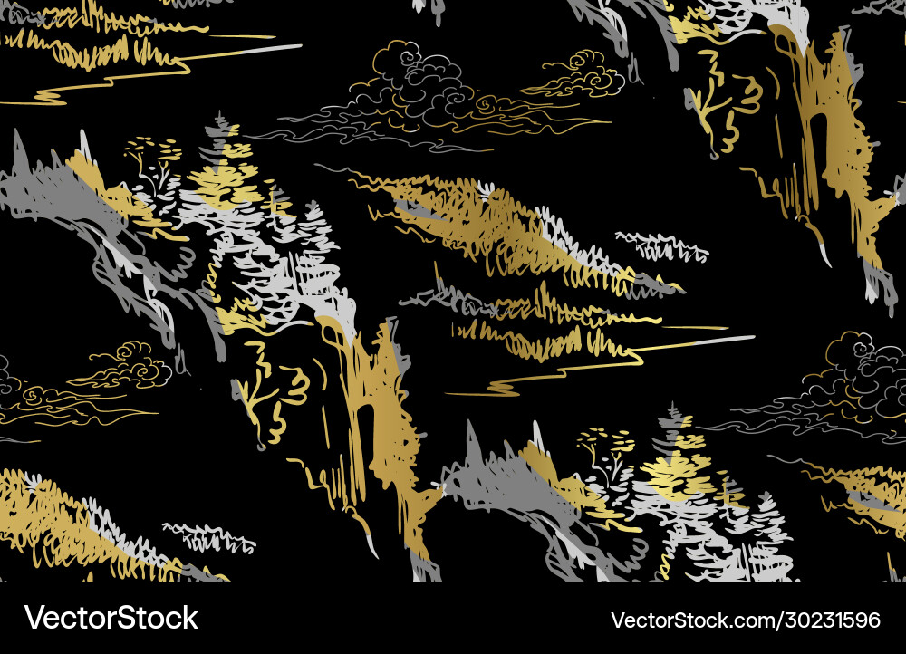 Mountains nature landscape view sketch japanese Mountains nature landscape view sketch japanese vector image