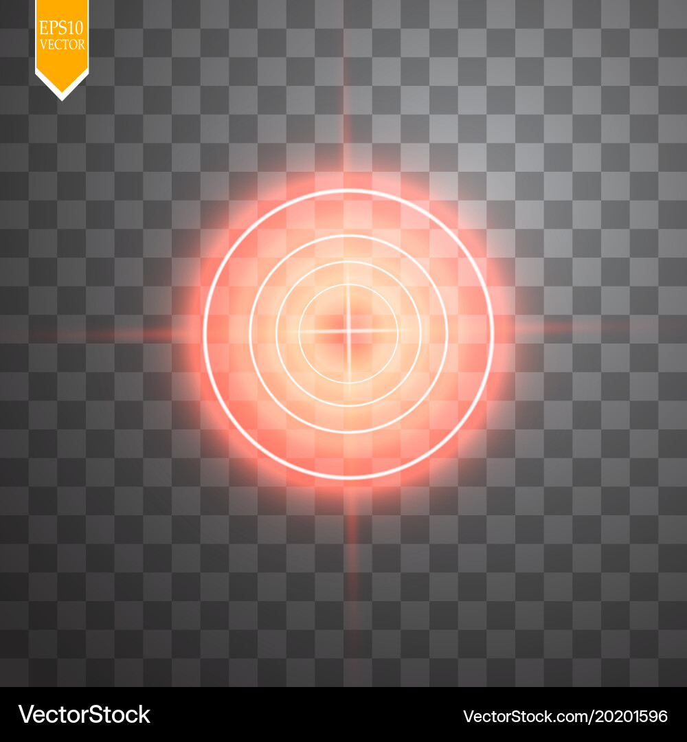 Neon red target isolated game interface element vector image