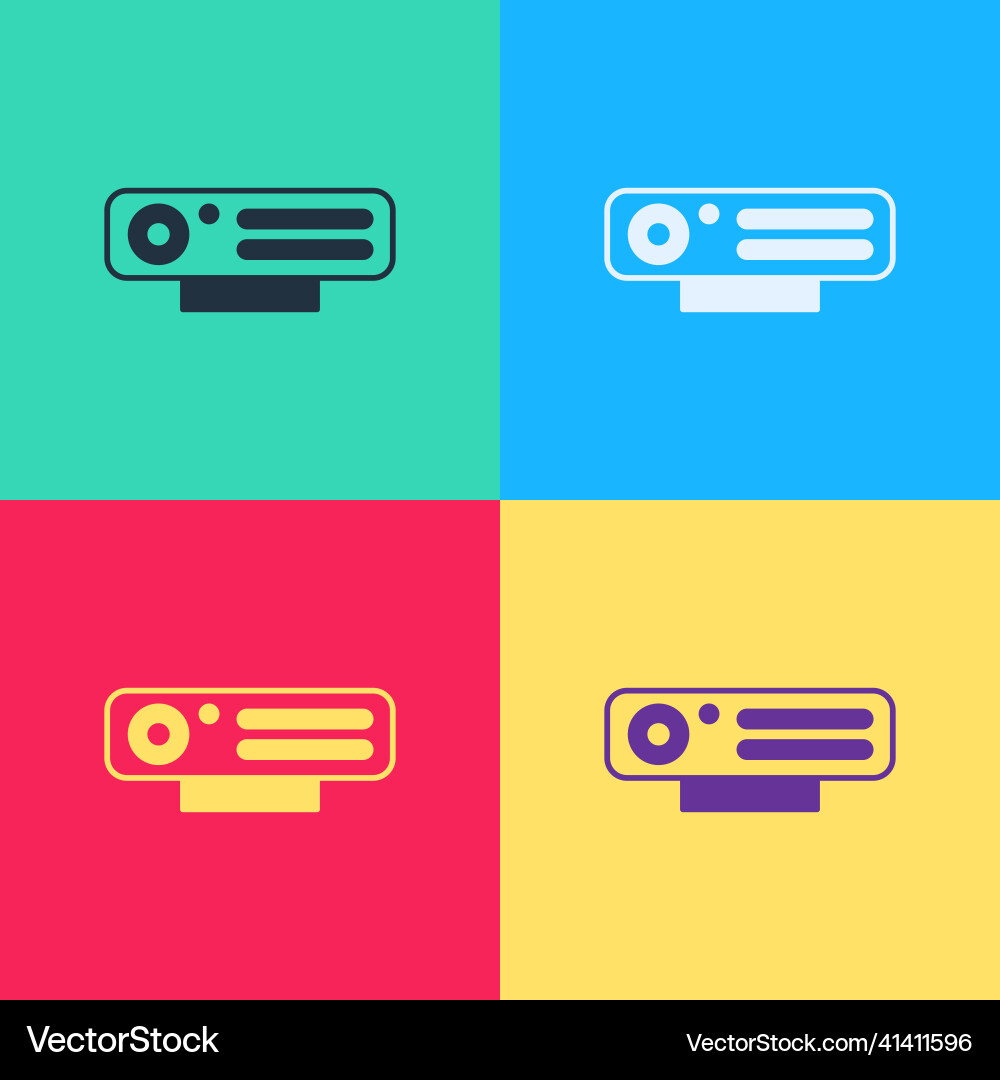 Pop art web camera icon isolated on color Pop art web camera icon isolated on color vector image