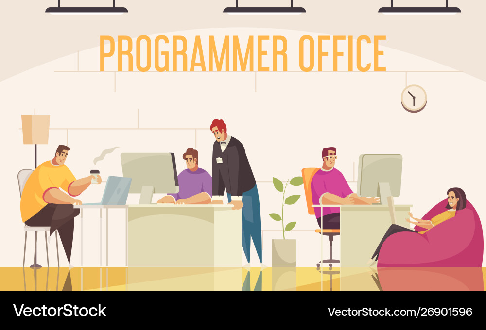 Programmer office background Vector Image