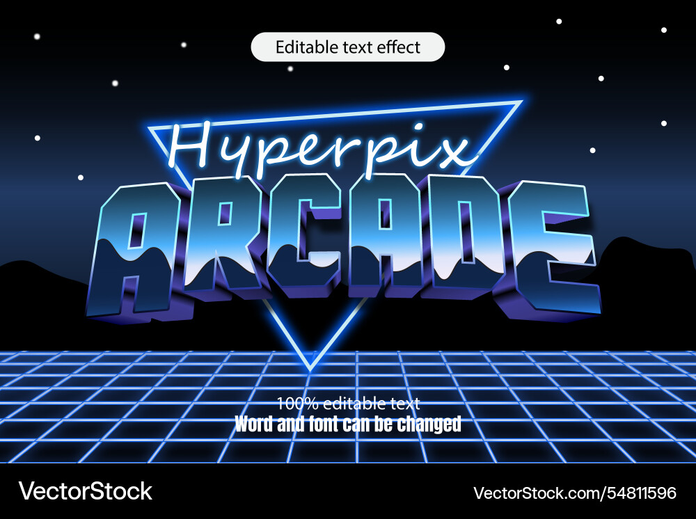 Retro Arcade 80s Text Effect vector image