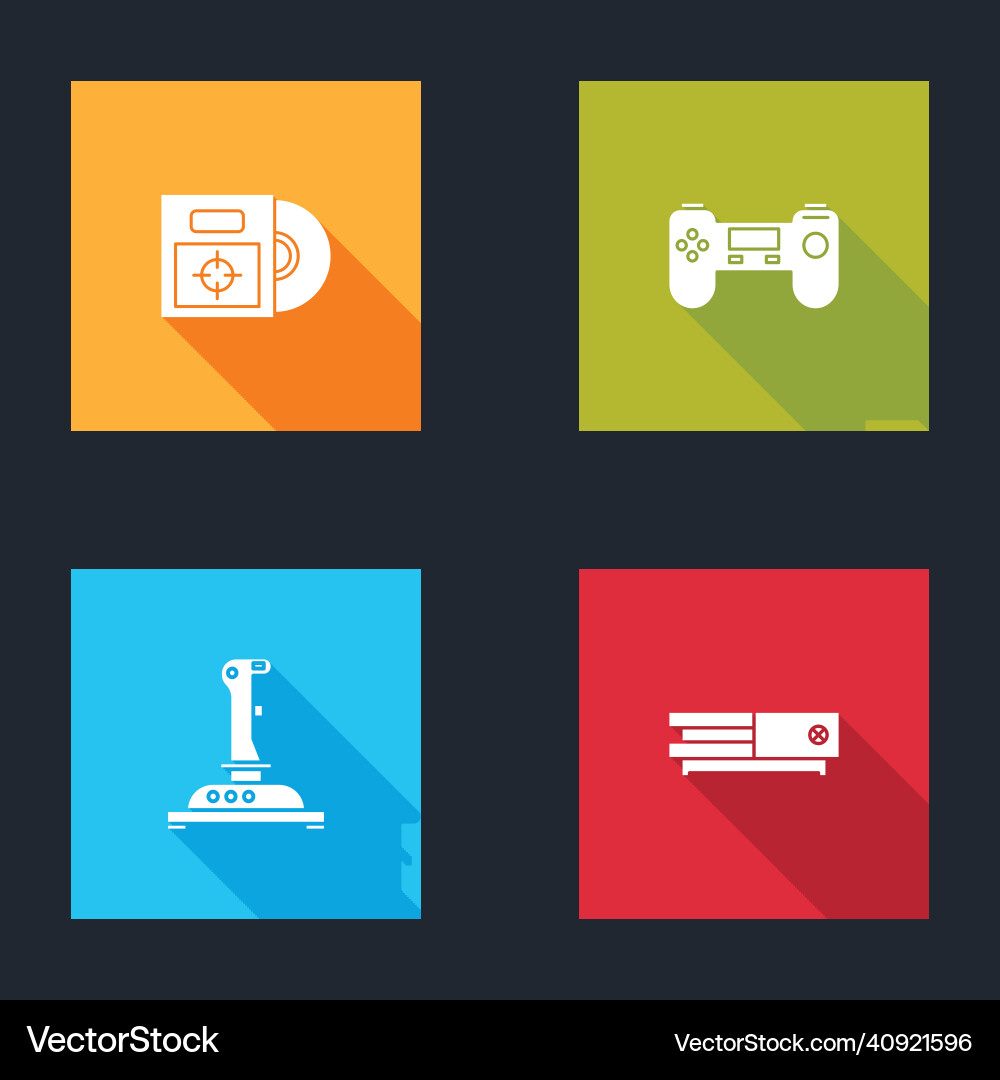 Set cd or dvd disk in box gamepad joystick Vector Image