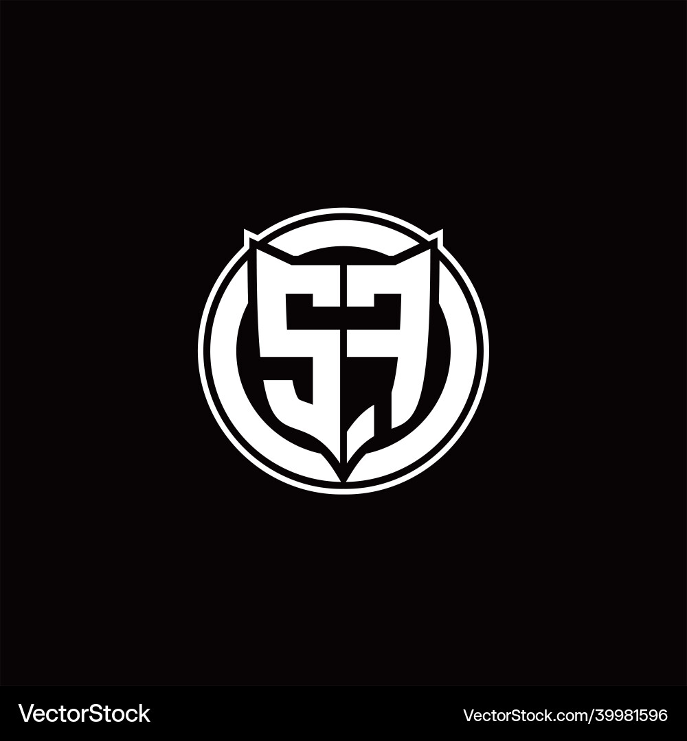 Sf logo monogram with shield and circluar shape vector image