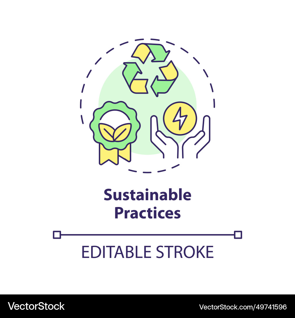Thin line simple colorful sustainable practices Thin line simple colorful sustainable practices vector image