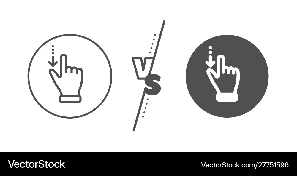 Touchscreen gesture line icon slide down arrow vector image