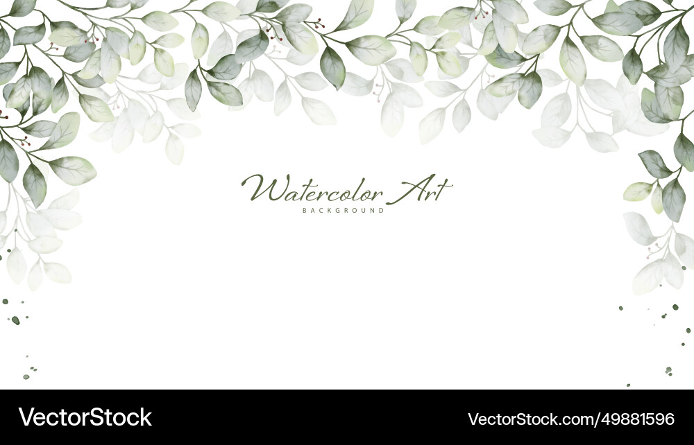 Watercolor green leaves background vector image