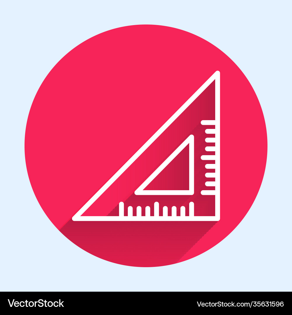 White line triangular ruler icon isolated vector image