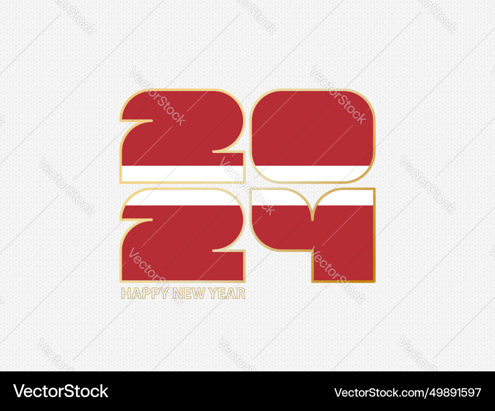 Abstract numbers 2024 with flag of latvia vector image