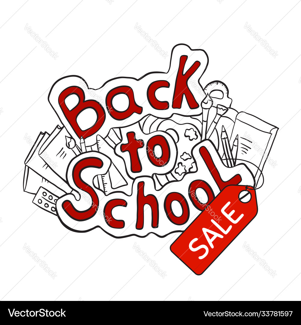 Back to school sale contour cartoon doodle Back to school sale contour cartoon doodle vector image