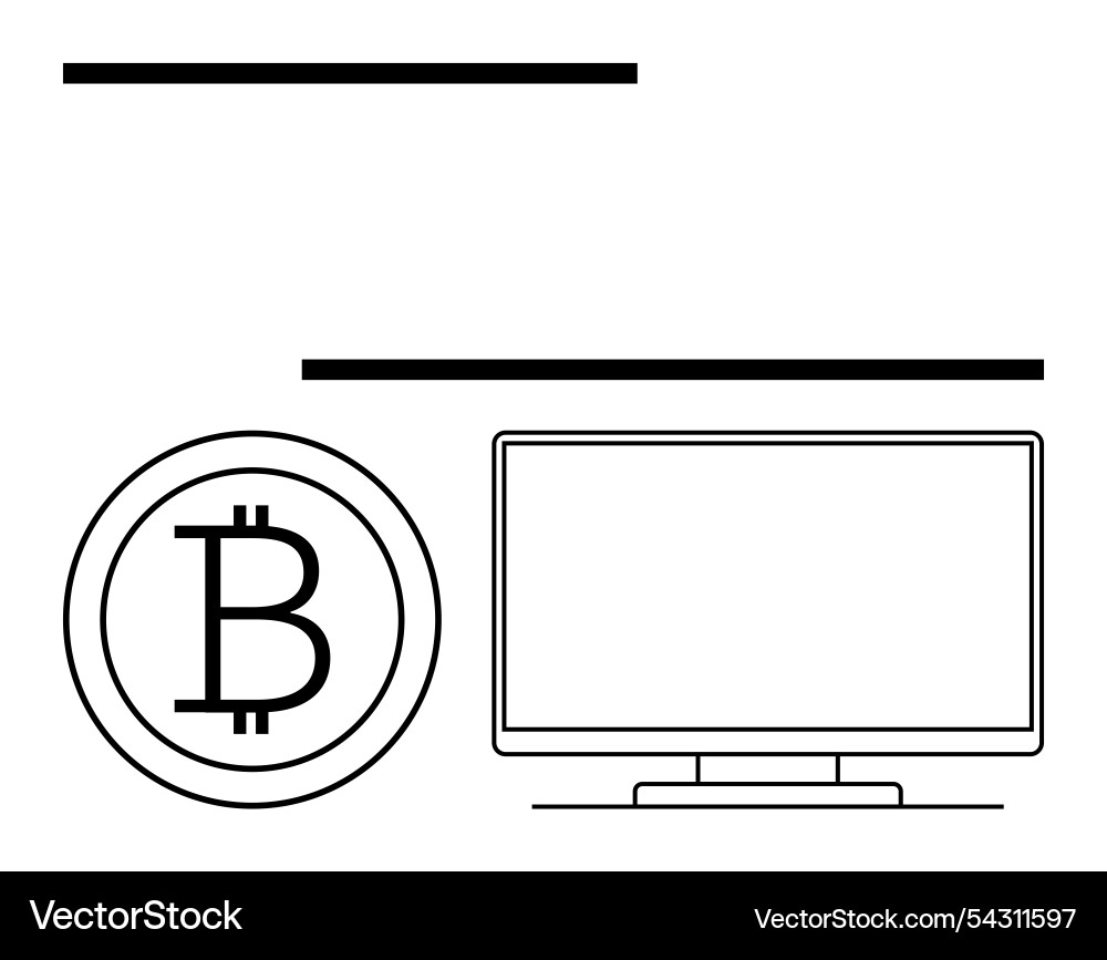 Bitcoin cryptocurrency concept with computer Bitcoin cryptocurrency concept with computer Vector Image