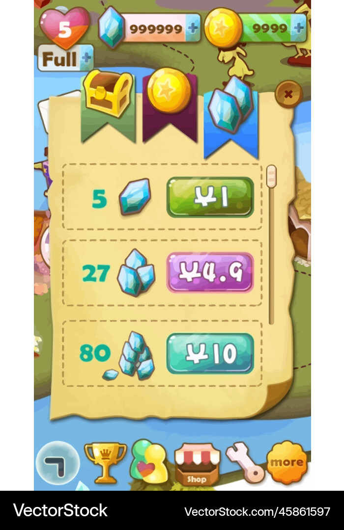 Complete set of level button game ui pop-up icon Vector Image