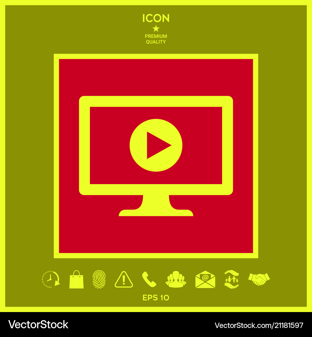 Computer with play button icon Computer with play button icon vector image