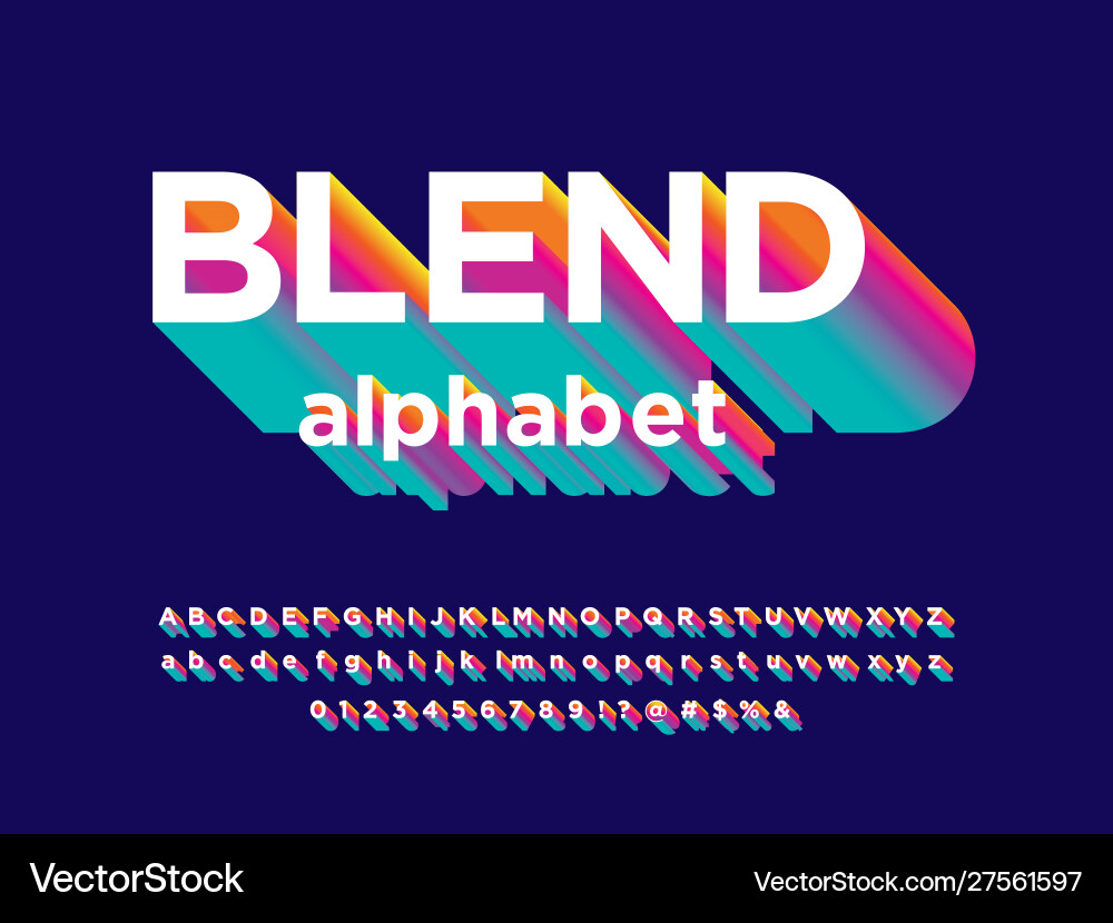 Dynamic 3D Blend Font vector image