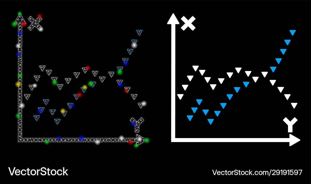 Flare mesh network dotted functions plot icon Flare mesh network dotted functions plot icon vector image