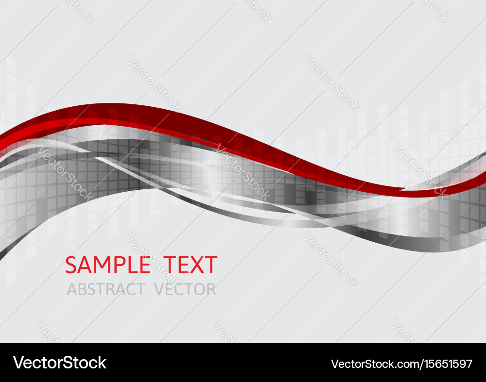 Gray and red wave background with copy space vector image