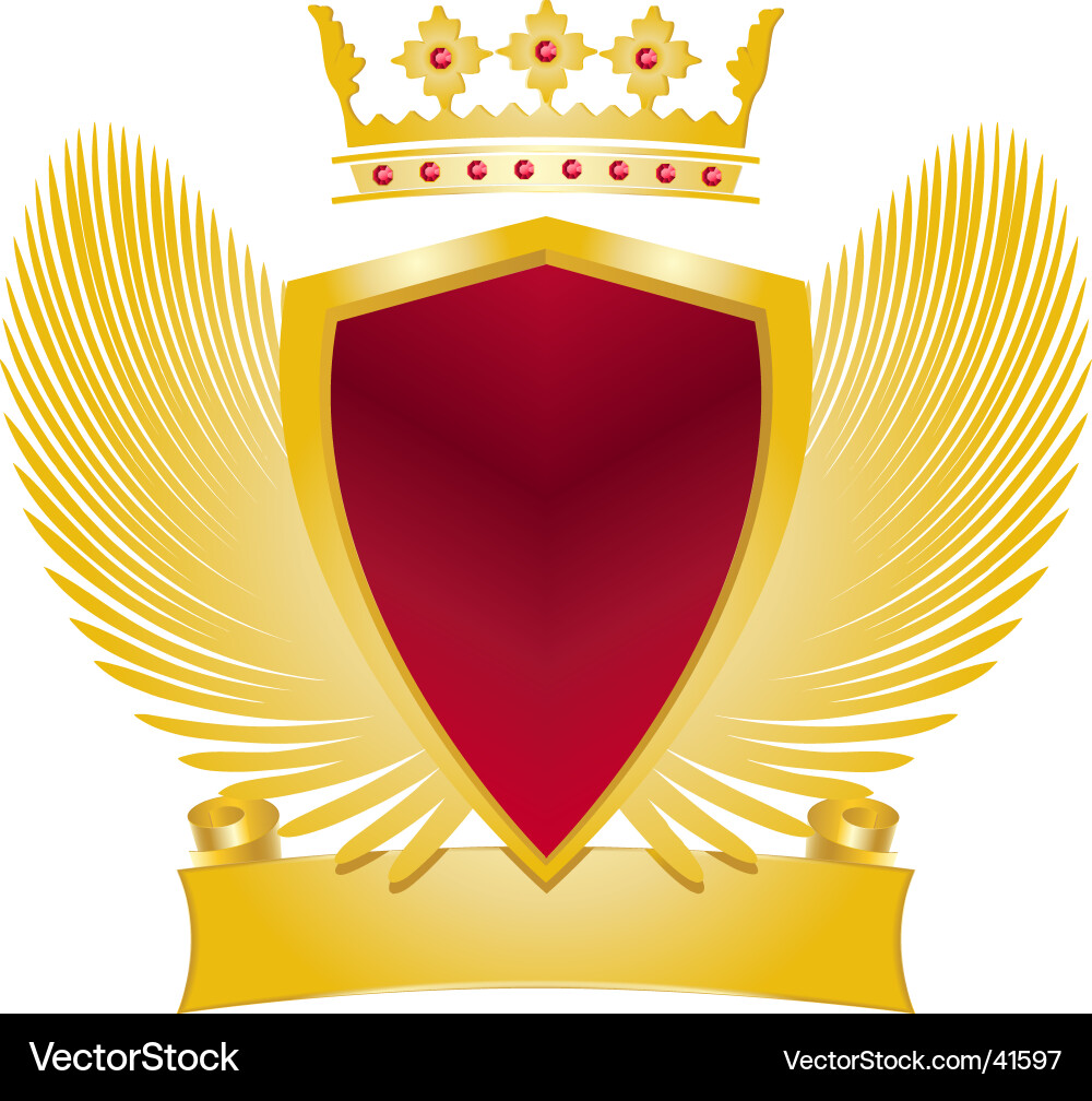 Heraldic Shield with Crown and Scroll Vector Image