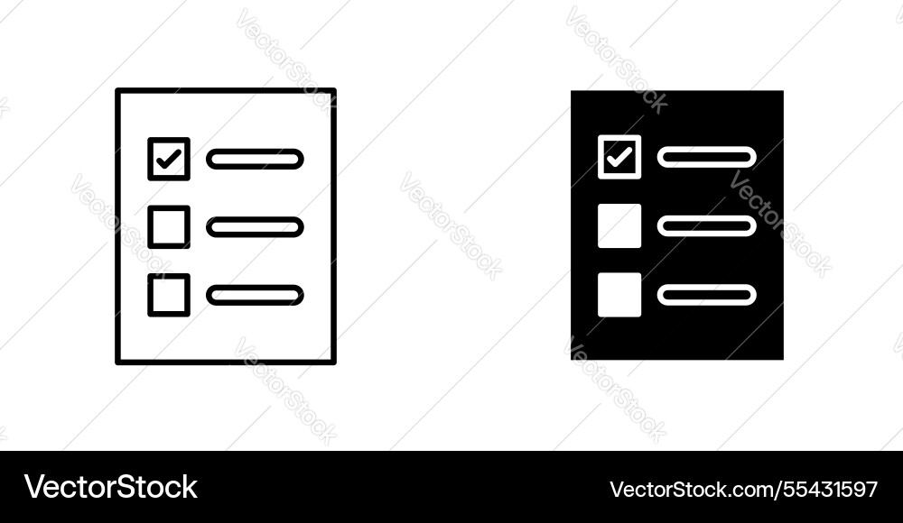 List check icons set in filled and strokes List check icons set in filled and strokes vector image