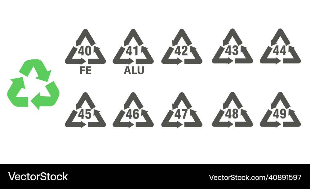 Metal recycling codes identification vector image