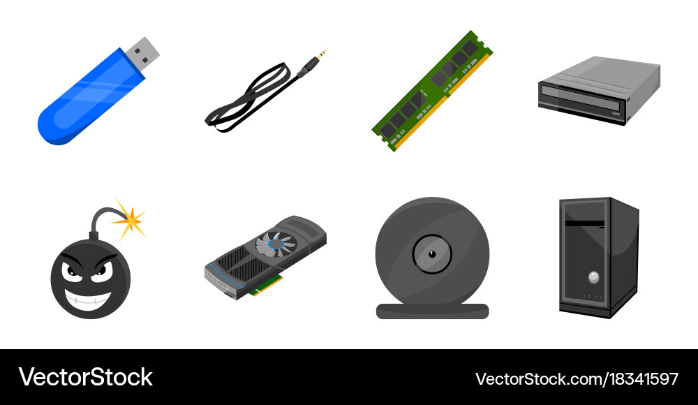 Personal computer icons in set collection Vector Image