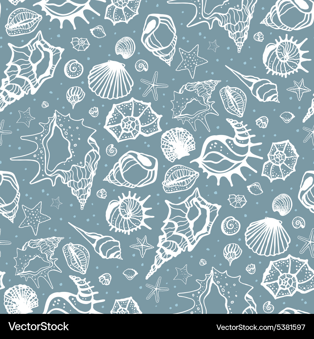 Sea Shells Seamless Pattern vector image