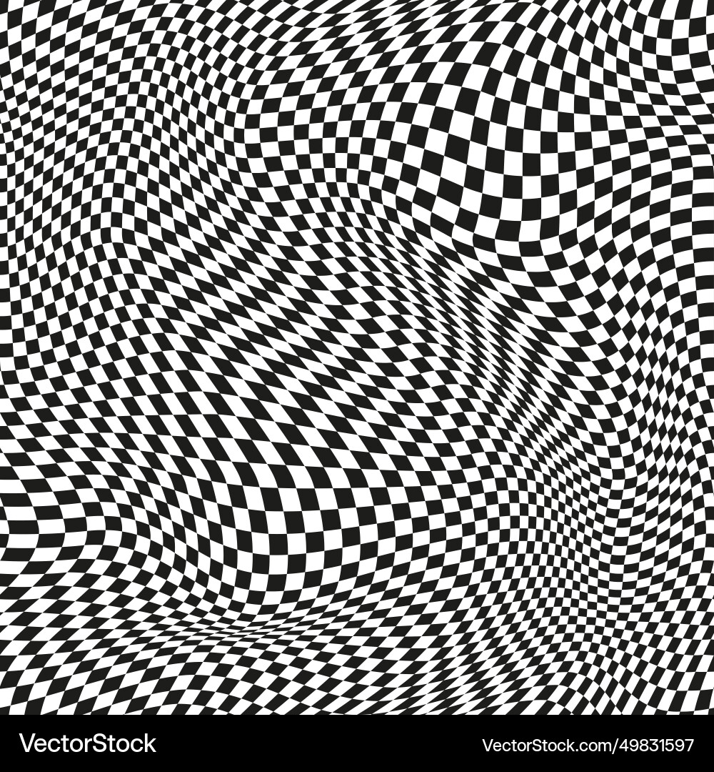 Seamless checkered pattern distorted optical vector image