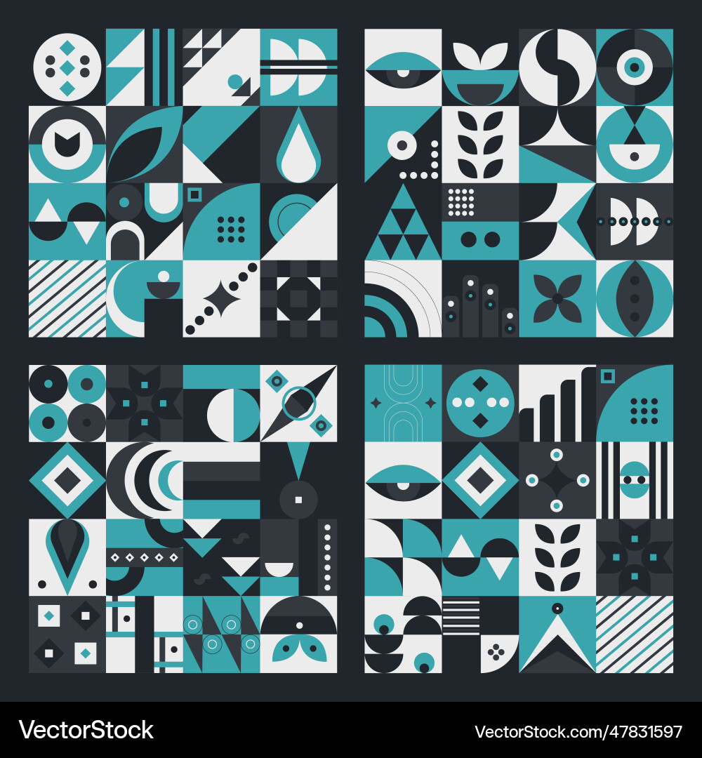 Set abstract geometric pattern design in modern vector image