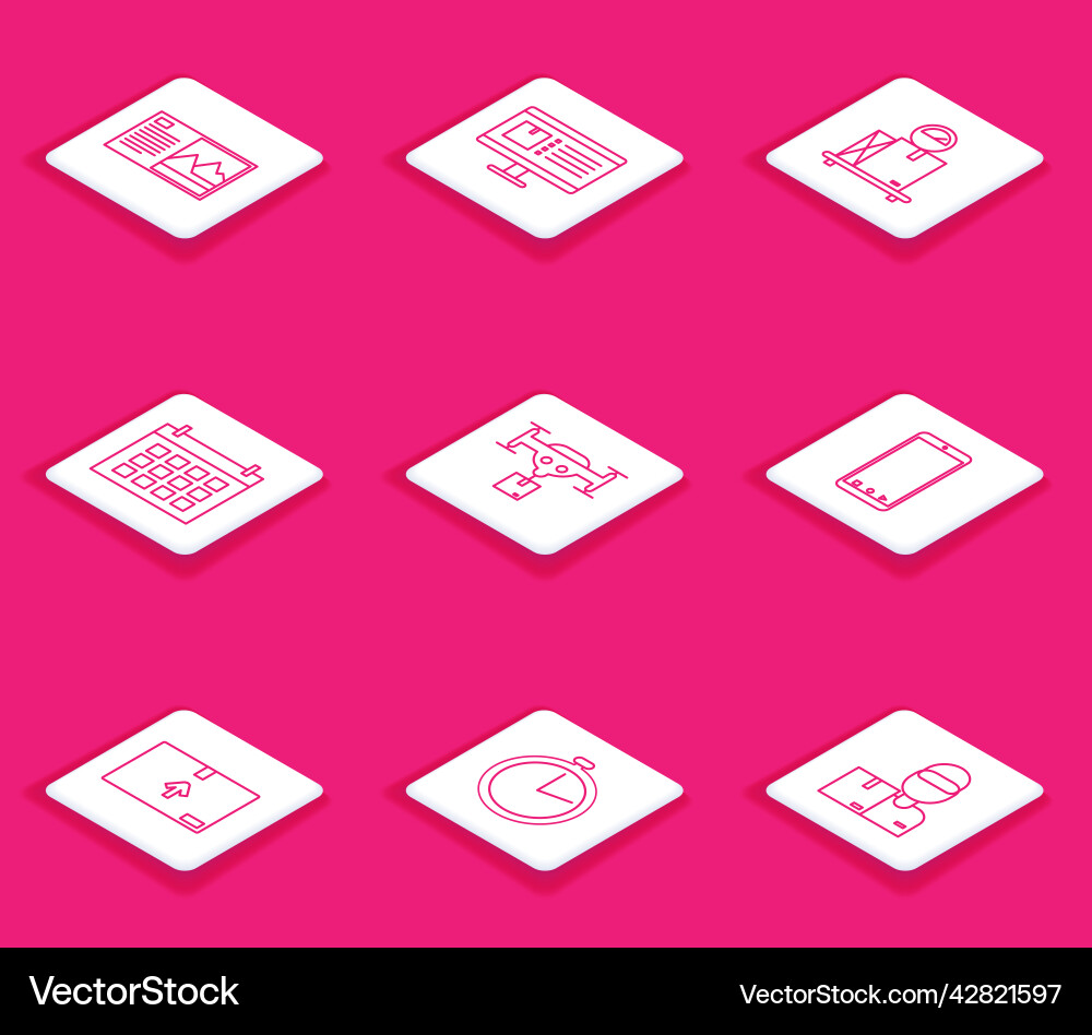 Set line postcard computer monitor with app Set line postcard computer monitor with app vector image