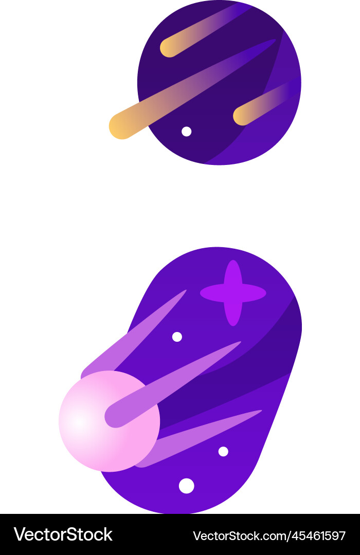 Space shape with planet and asteroids set Space shape with planet and asteroids set vector image