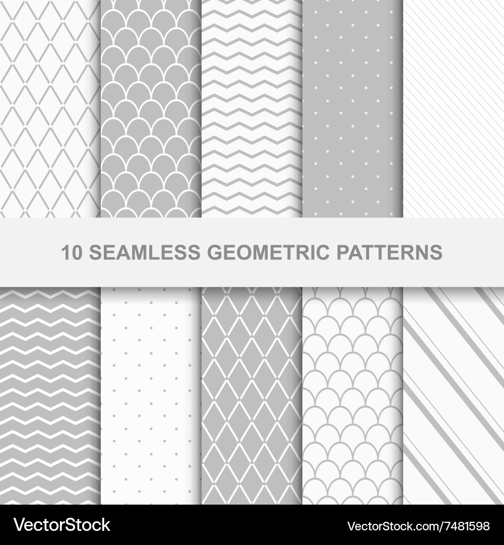 10 seamless geometric patterns Royalty Free Vector Image